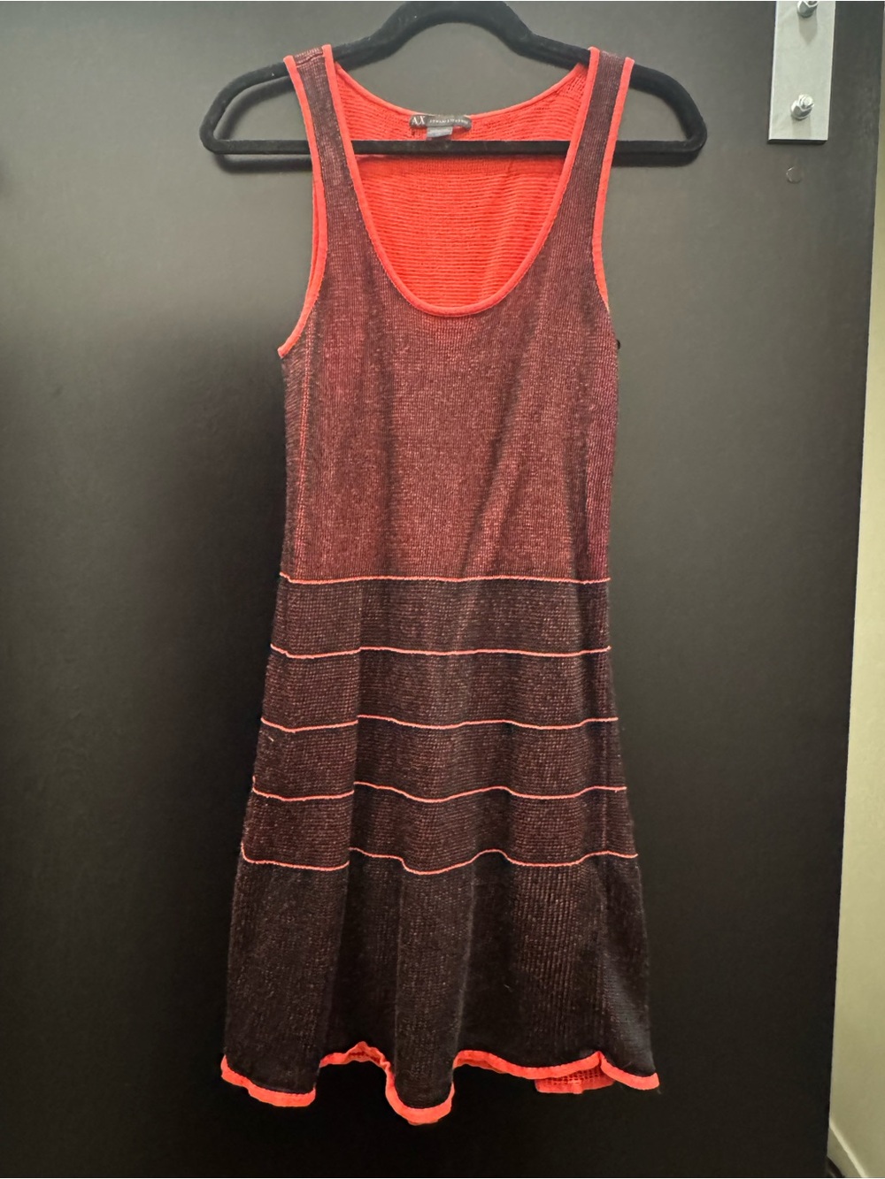 A/X Armani Exchange Spring 2013 collection. Black & Pink Knit Scoop Tank Dress